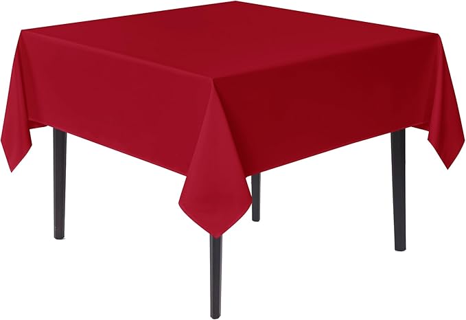sancua Christmas Red Square Tablecloths 54x54 Inch - Fabric Table Cloth for Square or Round Tables, Washable Polyester Table Cover for Dinner, Holiday Party, Decorative Display Tables