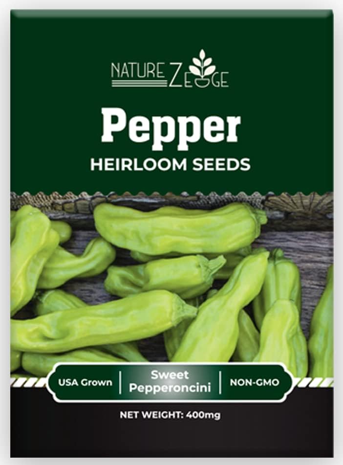 Sweet Pepper Seeds for Planting, Sweet Banana Pepper Seeds, Pepperoncini, Sweet Cherry Pepper Seeds, California Wonder Bell Pepper, and Anaheim, Heirloom Pepper Seed Assortment, Non-GMO