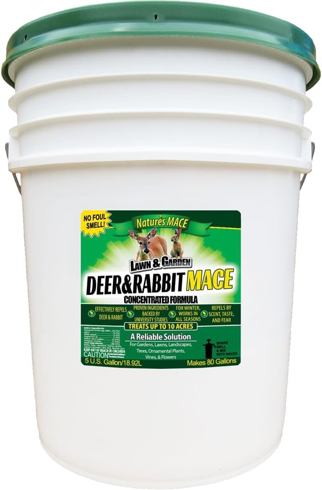 Nature’s MACE Deer and Rabbit Mace, Deer Repellent for Plants, Lawns, Flowers, Gardens, Deer Repellent Spray, Keep Deer Out, Deterrent, All-Season Protection, 5 Gallon Concentrate, Treats 10 Acres