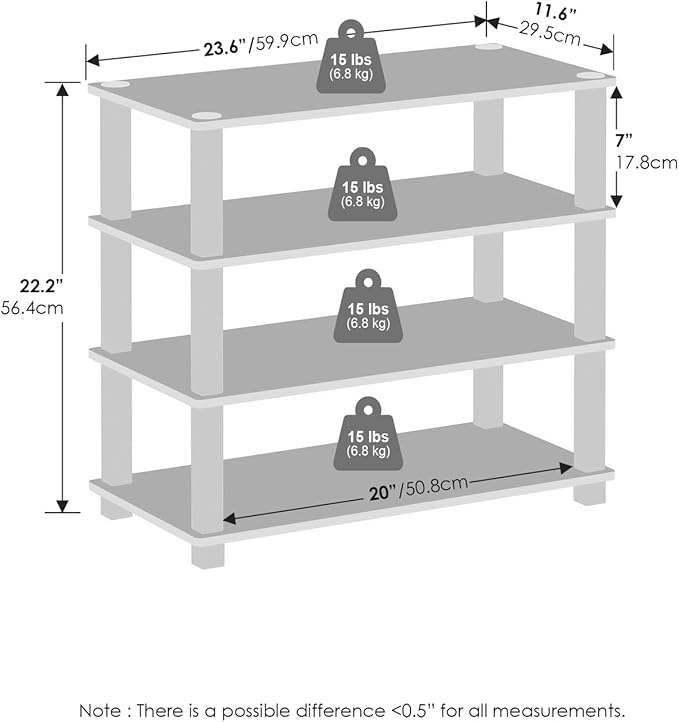 Furinno Turn-S-Tube 4-Tier Multipurpose Standing Shelves, Amber Pine/Black, Set of 2