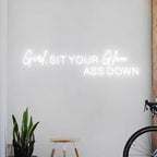 Girl Sit Your Glam Ass Down Neon Sign, Personalized Neon Light Salon Wall Idea, Glam Salon Signs Wall, Salon Boss Business Sign Size:26x5inches