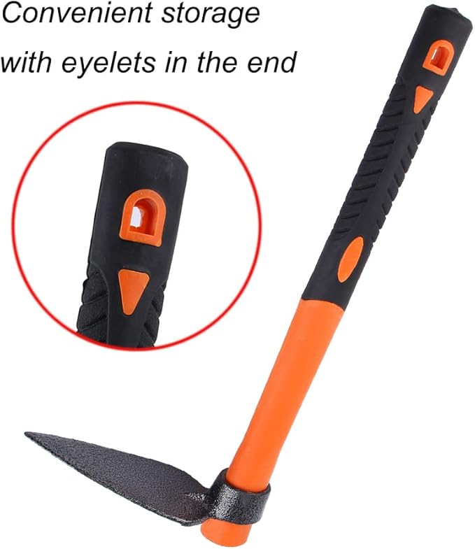 Single Head Sharp Hoe with Heavy Duty Forged Adze and Ergonomic Non-Slip Handle for Loosening Soil, Seeding, Camping Outdoor 39mm/15-Inch