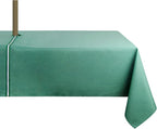 Outdoor Tablecloth Wrinkle-Free Stain Resistant Waterproof Polyester Fabric Table Cover with Zipper Umbrella Hole for Picnic/Party/Dinner/Patio Garden(60×84inch,Zippered,Green)