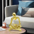 Gold Decor Thinker Statue Reading Women Figurine Abstract Art Sculpture Home Decor Modern Gold Decor Accents Golden Thinker Figurines for Living Room Shelves Bookshelf Office Shelf Desktop