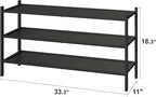 Black Long Shoe Rack, 3-Tier Bamboo Wood Shoe Rack for Entryway, Stackable | Foldable | Natural, Shoe Organizer for Hallway Closet, Free Standing Shoe Racks for Indoor Outdoor
