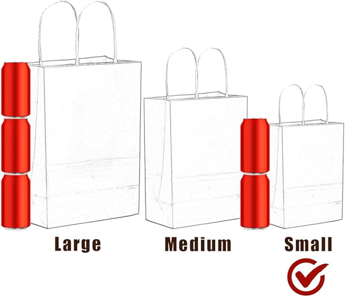 qiqee 100-Packs Brown Paper Gift Bags with Handles Bulk 8.26"×6"×3.15" Small Size Gift Bags Multiple Uses
