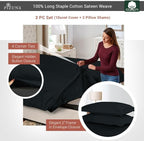 Pizuna Pure 100% Cotton King Duvet Cover Set, Luxurious 400 Thread Count Long Staple Cotton Sateen Weave with Button Closure (Combed Black Cotton Duvet Cover King)