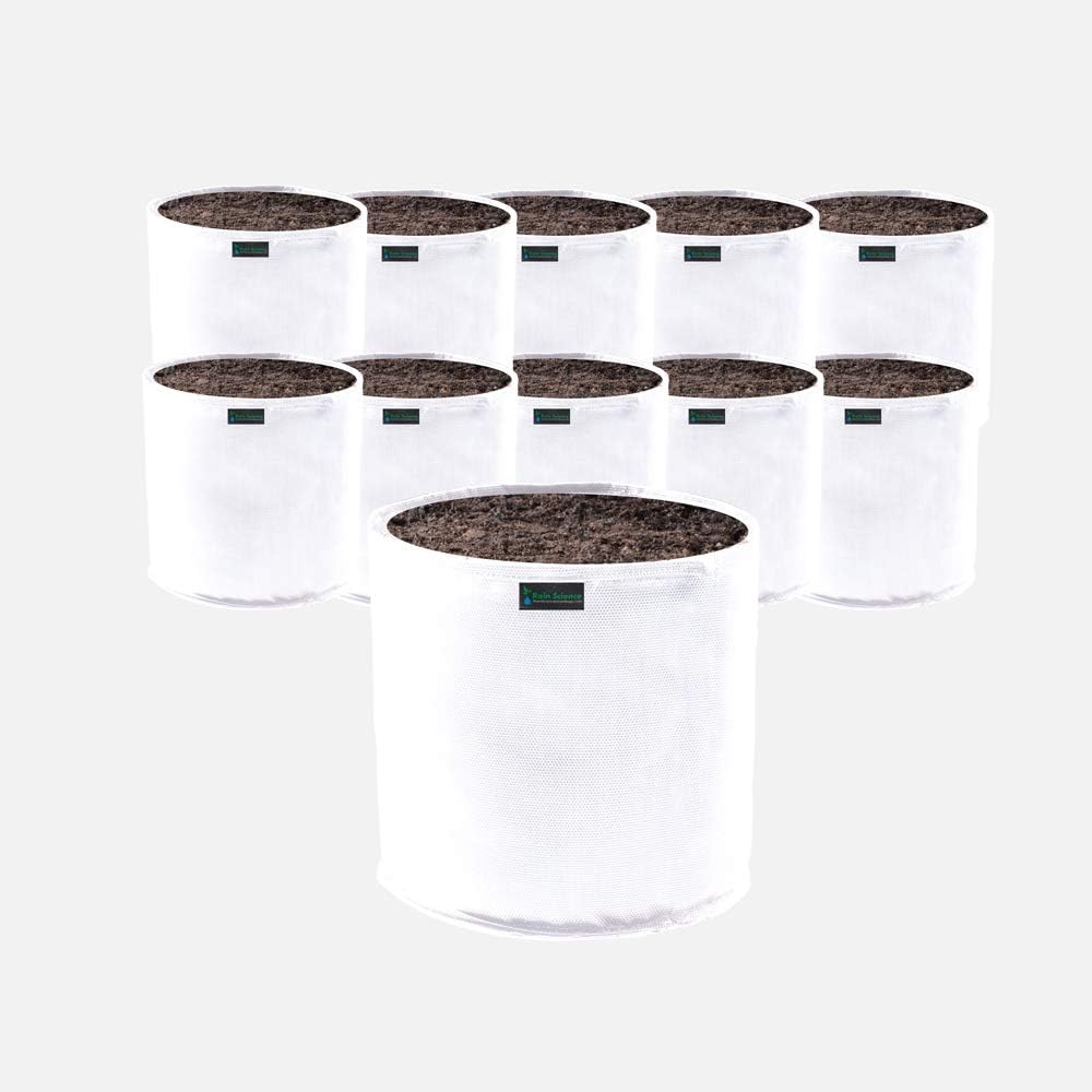Commercial Grow Bag Pack of 10, Air Pruning Mesh Fabric Plant Containers (25 Gallon, White)