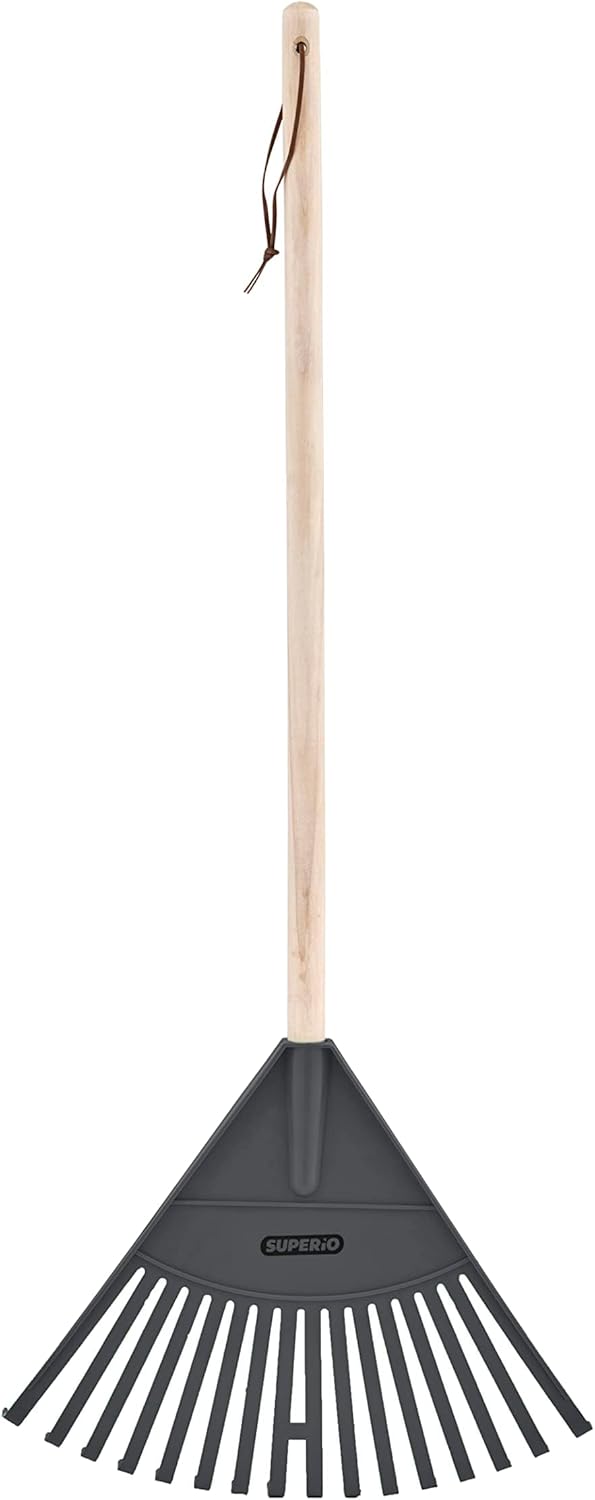 Pack of 3 Kids Rake with Hardwood Handle, Durable Plastic Head to Sweep Leaves in Lawn and Tidying Up The Garden, 34" (Grey)