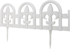 Evelyne White Garden Border Plastic Edging: Wrought Iron Design - 15pcs White Yard Landscaping Fence Liner Lawn Edge Barrier - 20ft Kit of Decorative Lawn Landscape Panels Elements