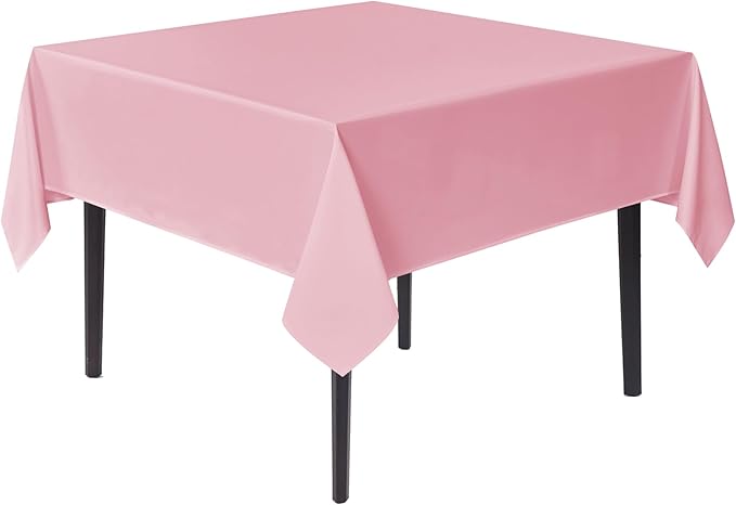 sancua Square Tablecloths 54x54 Inch - Pink Fabric Table Cloth for Square or Round Tables, Washable Polyester Table Cover for Dinner, Holiday Party, Decorative Display Tables