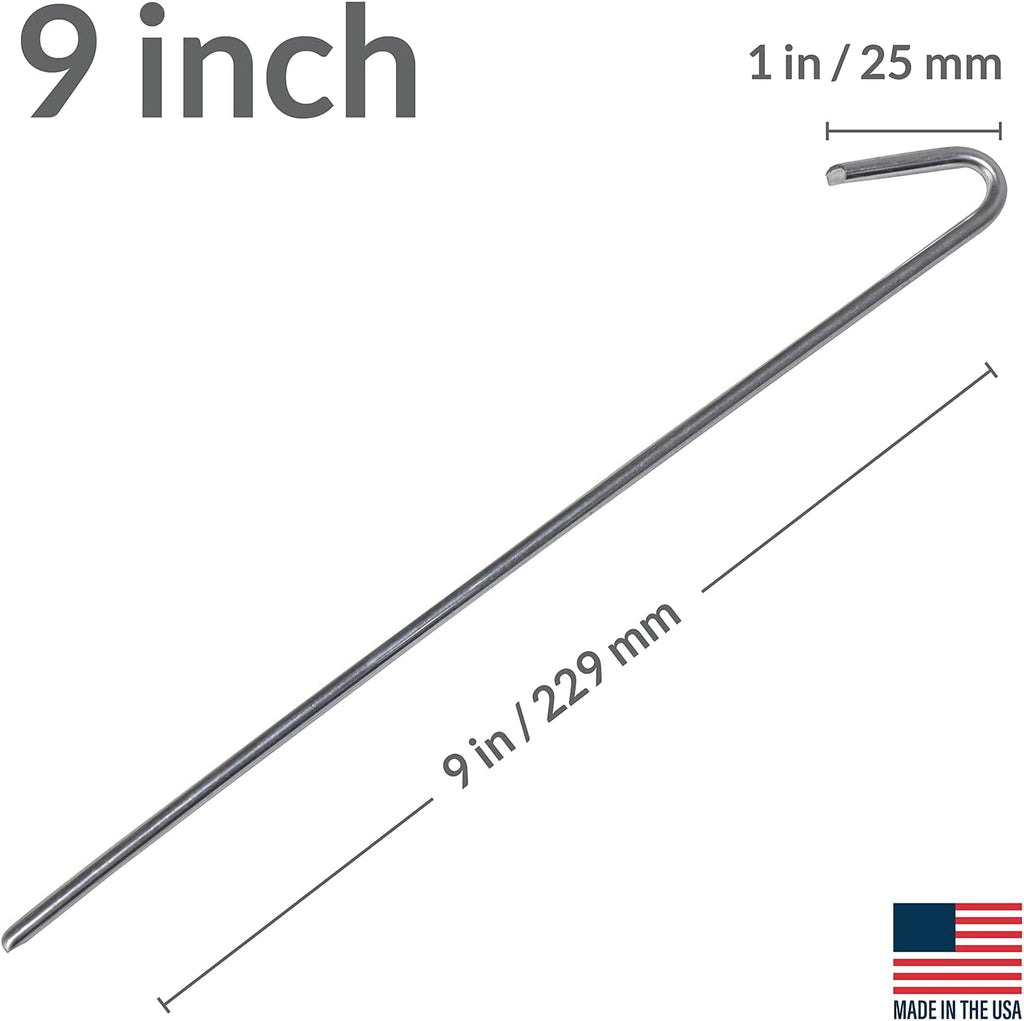 Pinnacle Mercantile 30 Pack Tent Stakes Metal Garden Edging Fence Hooks Pegs Christmas Decoration Stakes Made USA 9 inches Long