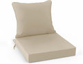 Summsun Outdoor Chair Cushion Weather Resistant, Backrest and Seat Cushion Set for Patio Furniture with Waterproof Removable Cover, 19 x 19 Inch, Cream, 1 Set