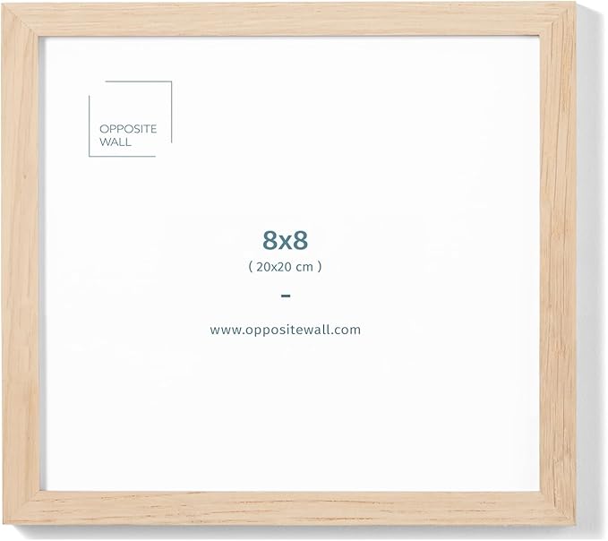 Opposite Wall - 8x8 in - Natural Solid Oak Wood Picture Frame - Lightweight, Versatile & Shatterproof - Wall Hanging Poster or Photo Frame - Wall Decor for Office, Gallery & Home