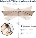6.5' x 10' Rectangular Patio Umbrella Large Outdoor Market Umbrella w/UV Protection, Push Button Tilt and Crank Lift, Rectangle Table Umbrella for Garden, Deck, Pool, Patio, Beige