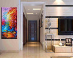 Tyed Art- Contemporary Art Oil Painting On Canvas Textured Tree Painting Palette Knife Abstract Landscape Wall Paintings Home Office Decorations Canvas Wall Art Painting 24x48inch