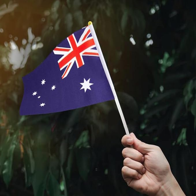 Australia Flag Australian Flag, Small Mini Handheld Australia Flags on Stick, Ideal for Party Parades Sports Events Patriotic Festival Decorations
