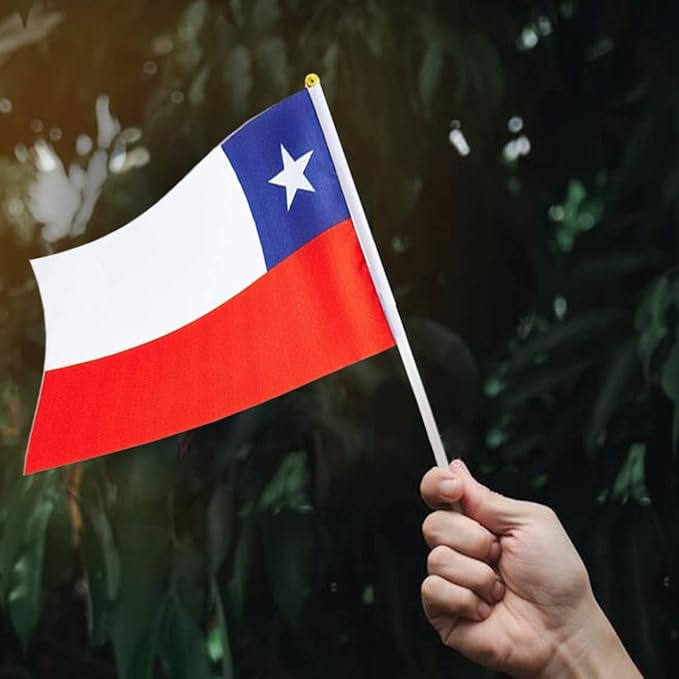 Chile Flag Chilean Flag, Small Mini Handheld Chile Flags on Stick, Ideal for Party Parades Sports Events Patriotic Festival Decorations
