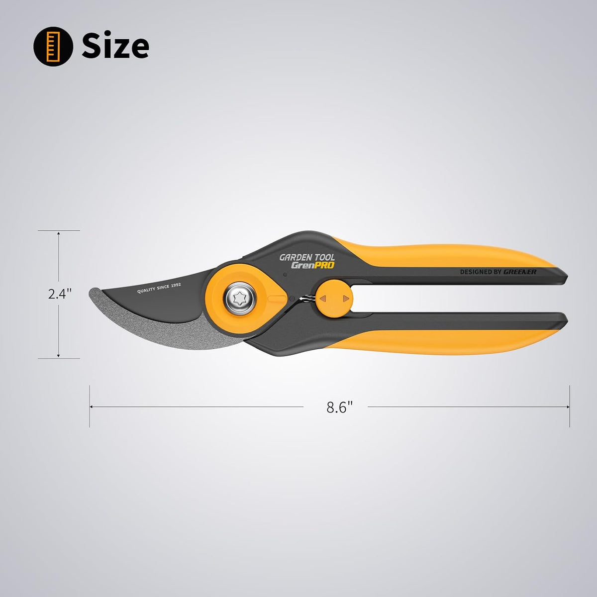 Bypass Pruning Shears 8.6", Heavy Duty Garden Clippers Handheld Cuts 1.38" Hardwood, Sharp SK5 Titanium Blades for Rust-Proof & Non-Stick, Ergonomic Garden Scissors for Plant Flower