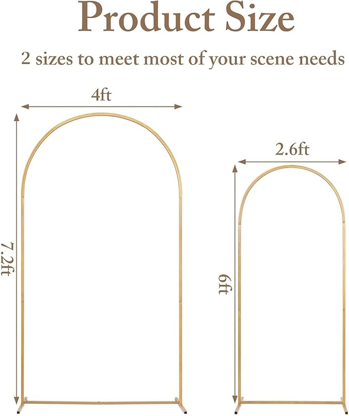 Metal Arch Backdrop Stand and Cover Set, 7.2FT, 6FT Party Backdrop, Easy to Assemble, Backdrop Stand for Parties, Birthday, Baby Shower