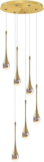 H86 Pendant Lights Kitchen Island 6-Lights Pendant Chandelier for Dining Room Hallway Stairwell,LED Dimmable 2700K-6000K