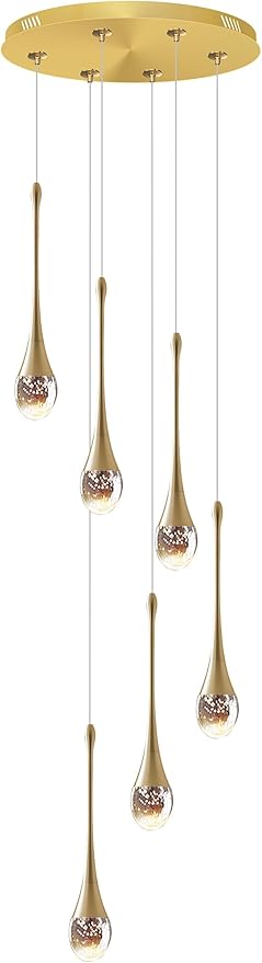 H86 Pendant Lights Kitchen Island 6-Lights Pendant Chandelier for Dining Room Hallway Stairwell,LED Dimmable 2700K-6000K
