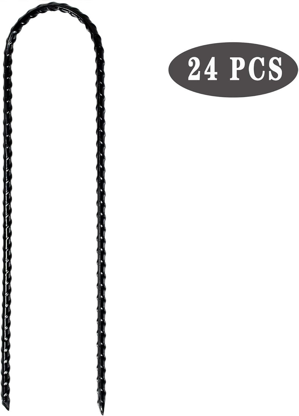 10"x2" Trampolines Wind Stakes Heavy Duty U Shape Galvanized Steel Trampoline Stakes Ground Anchors with Sharp End for Camping Tent, Garden Staples, Trampoline Pins (24)
