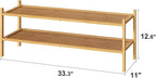 Long Shoe Rack, 2-Tier Bamboo Wood Shoe Rack, Stackable for Closet, Entryway & Hallway