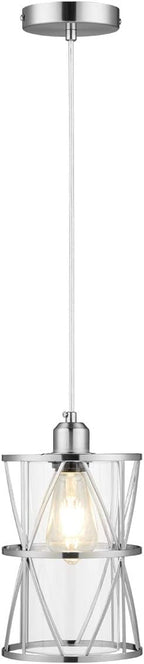 Modern Mini Pendant Light with Clear Glass, Brushed Nickel Transitional Metal Pendant Lighting Fixture for Kitchen Island Sink Dining Room Bar