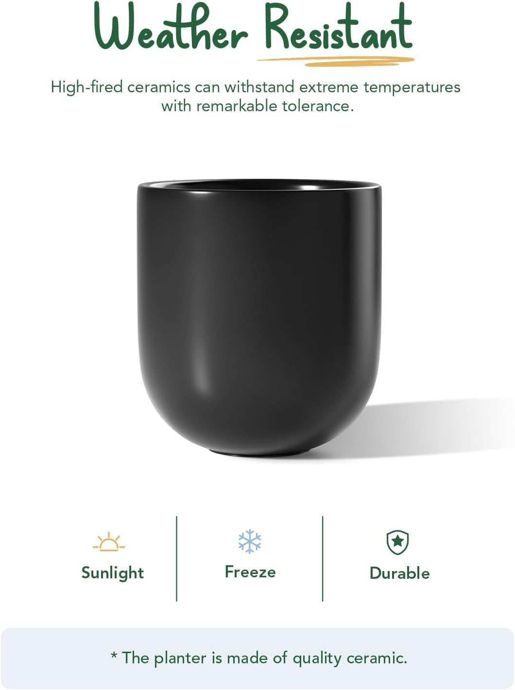 LE TAUCI 10 Inch Plant Pot, Ceramic Pots for Plants with Drainage Hole and Rubber Plug, Plant Pots Indoor for Olive Tree, Cylinder Planter Pot for Home Patio Office, Black