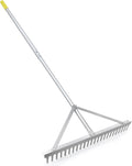 Colwelt Landscape Rake - 24Tines, Aluminum Head with 68" Handle, 24" Width for Beach & Lawn Care