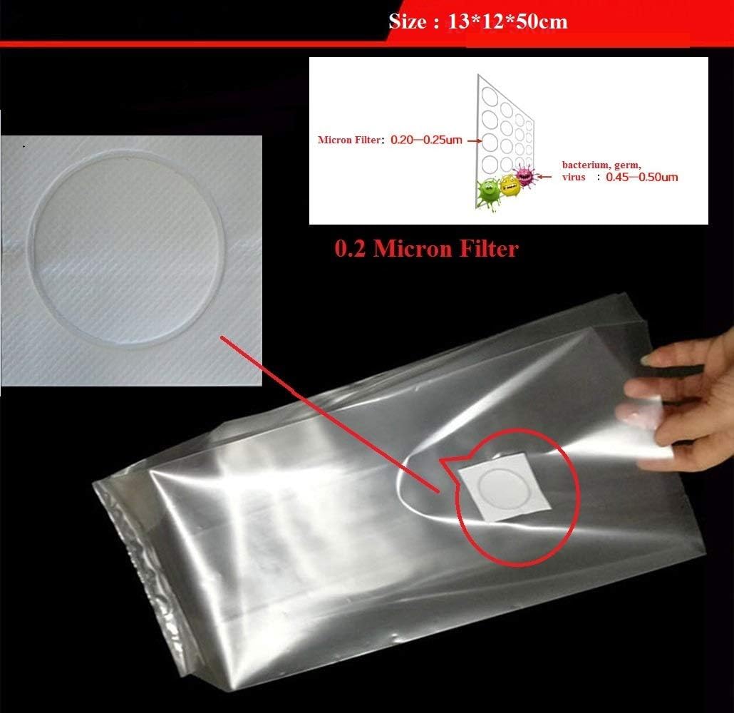 SUCOHANS 50 Count Mushroom Growing Bags Farm-Mushroom Spawn 0.2 Micron Filter,2.5 Mil Polypropylene,Size 5" X 5" X 19",for Substrate Autoclavable