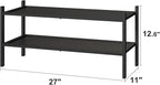 2-Tier Black Bamboo Shoe Rack, Stackable Bamboo Wood Shoe Rack for Closet, Entryway & Hallway