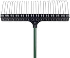 THE GROUNDSKEEPER II Rake 55-inch Lightweight Fiberglass Handle, 21-inch Head, Durable Steel Tines for Gardening, De-Thatching or Professional Landscaping - Green (6-Pack)