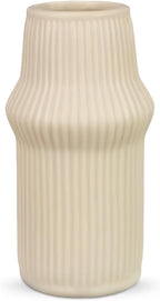 Young's Inc Textured Stoneware Vase with Ribbed Design – Modern Organic Decorative Flower Vase for Table Centerpiece, Shelf, or Mantel, 7” Tall