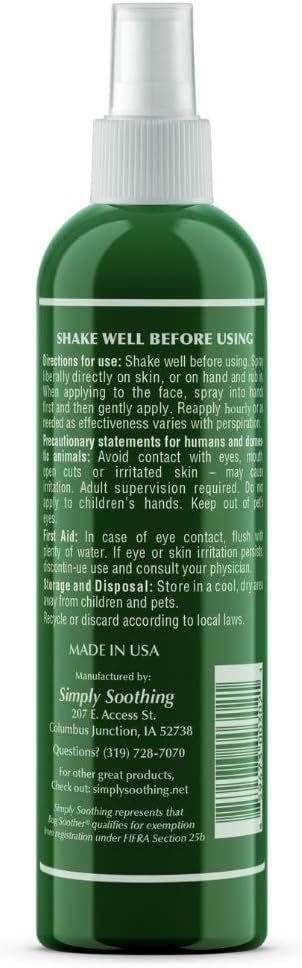 Bug Soother Spray Large Family Pack - Natural Insect, Gnat and Mosquito Repellent & Deterrent - Safe Bug Spray for Adults, Kids, Pets, & Environment - Made in USA