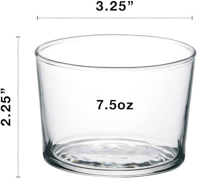 Bormioli Rocco Essential Decor Glassware – Set Of 12 Mini 7.5 Ounce Drinking Glasses For Water, Beverages ,Cocktails & Candle Holders – 7.5oz Clear Tempered Glass Tumblers