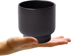 LB Black Ceramic Plant Pot for Indoor Plants, Succulent Planters Ceramic Plant Pots, Modern Flower Pots for Living Room Office Home Decor, Round Flower Pot of 4.3 Inch(Plant Not Included)