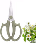 Leize Flower Scissors, Premium Thickened Stainless Steel Floral Shears, Strong Pruner for Flowers, Branches and Leaves (Grey Green Slender)