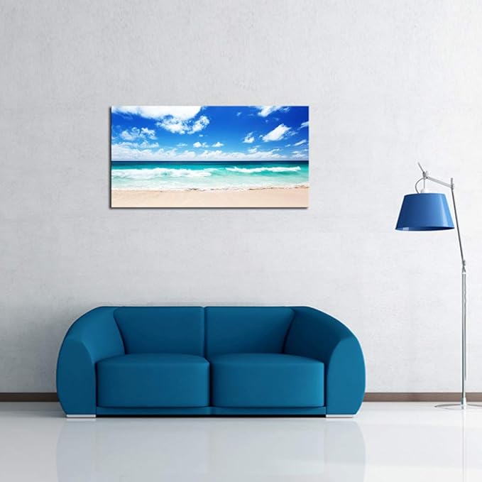 FC1450 Canvas Prints Wall Art Seychelles Beach Ocean Waves Nature Seascape Picture Paintings Artwork Prints Framed Ready to Hang for Home Office Bedroom Living Room Bathroom Kitchen Wall Decor