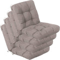 QILLOWAY Outdoor Chair Cushion for Patio Furniture, Waterproof Patio Cushions Set of 4 with Ties, Fade Resistant Replacement Pads for Outdoor Rocking Chairs,Tan,Grey