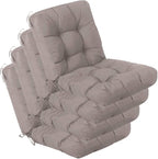 QILLOWAY Outdoor Chair Cushion for Patio Furniture, Waterproof Patio Cushions Set of 4 with Ties, Fade Resistant Replacement Pads for Outdoor Rocking Chairs,Tan,Grey