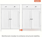 Yaheetech Set of 2 Bathroom Storage Cabinet with 1 Drawer and 2 Doors, Freestanding Entryway Storage Unit with Adjustable Shelf, Home Organizer for Entryway, Living Room, White