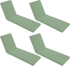 Chaise Lounge Cushions Outdoor Set of 4 - Waterproof and Fade Resistant Sun Lounger Replacement Cushions - Patio Lounger Pads with Removable Cover for Pool, Deck, 72 x 21 x 3 Inch, Sage Green