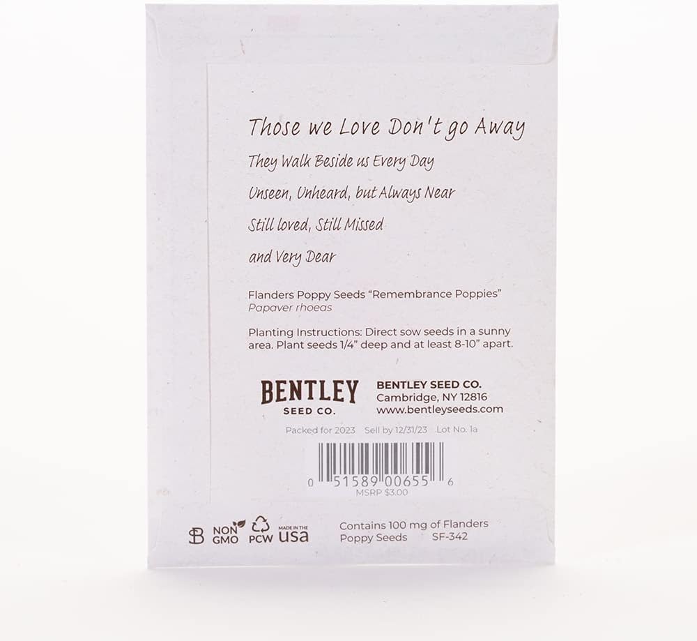 Bentley Seed Co. | Memorial Cardinal Celebration of Life Funeral Favors for Guests | Non-GMO, Non-Coated Flanders Poppy Seed Packets | Sentimental Funeral Service Gift | Pack of 25