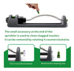 Lawn Sprinkler, 18-Hole Brass Nozzle Oscillating Sprinkler, Garden Tool for Lawns up to 3,600 Square Feet, Jet Cleaning Needle Hidden on the End of the Product, Gray