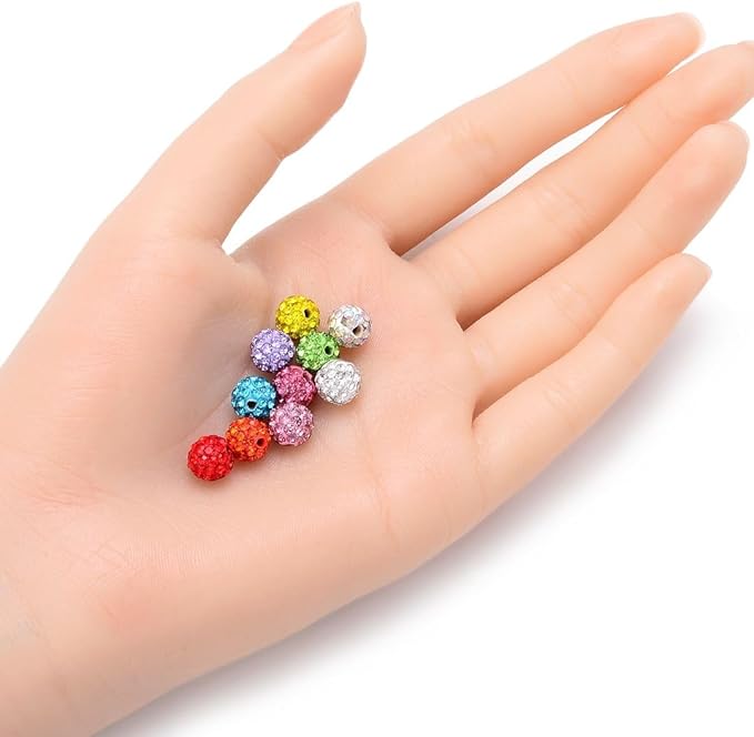 100pcs Adabele Grade A Suncatcher Crystal Rhinestone Pave Loose Beads 8mm Crystal Golden Shadow Polymer Clay Disco Ball Spacers Compatible with Shamballa All Craft Jewelry Making DB8-28