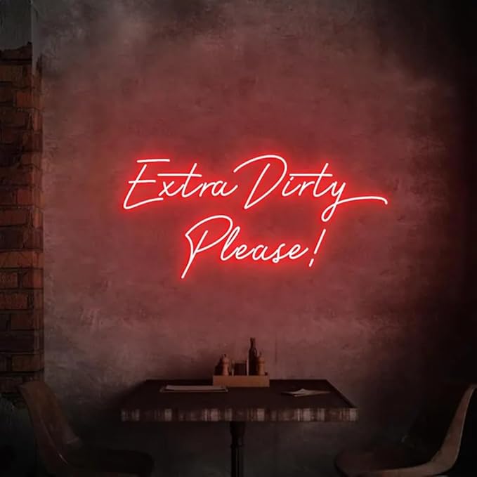 Extra Dirty Please Neon Light Sign, Dirty Martini Bar Wall Neon Light, Cocktail Bar Led Neon Sign, Cocktail Station Decor, Martini Décor Size:H9 x W20inch