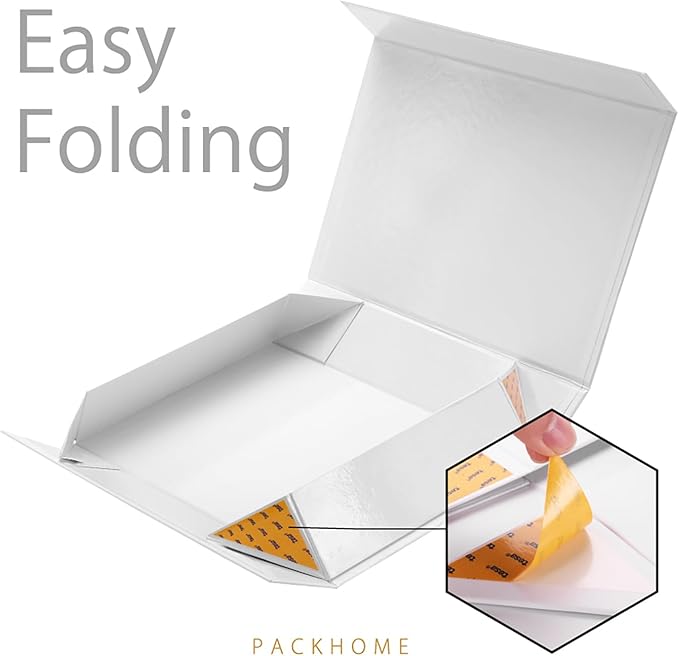 PACKHOME Gift Box 11.5x8x2.5 Inches, Sturdy Shirt Box with Magnetic Lid for Multiple Occasions (Glossy White)