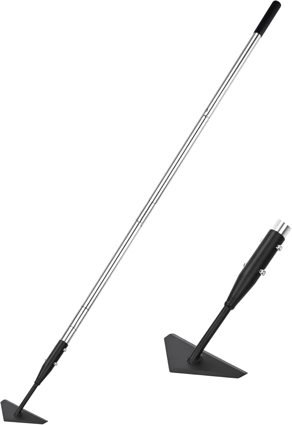 Triangle Garden Hoe, Carbon Steel Push-Pull Weeding Tool, Equipped with 57.5" Stainless Steel Long Handle – A Long-Handle Weeder for Digging, Weeding, Hoeing and Loosening Soil